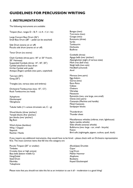 Guidelines for Percussion Writing