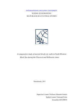 A Comparative Study of Ancient Greek City Walls in North-Western Black Sea During the Classical and Hellenistic Times