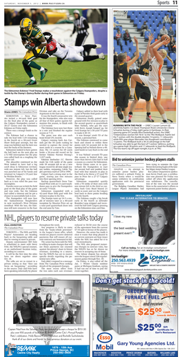 Stamps Win Alberta Showdown