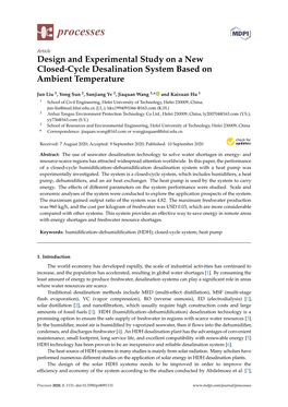 Design and Experimental Study on a New Closed-Cycle Desalination System Based on Ambient Temperature