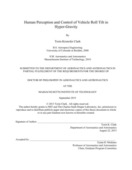 Human Perception and Control of Vehicle Roll Tilt in Hyper-Gravity