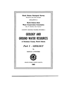 GEOLOGY and GROUND WATER RESOURCE S of Stutsman County, North Dakota