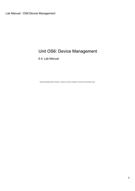 Unit OS6: Device Management