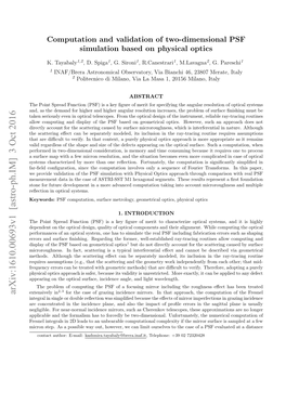 Computation and Validation of Two-Dimensional PSF Simulation