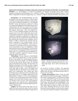 Detection of Biosignatures in Million Years Old Fossils with the “Standoff Bio- Finder”