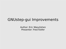 Gnustep-Gui Improvements