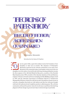 The Origins of Pattern Theory the Future of the Theory, and the Generation of a Living World