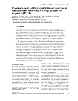 Provenance and Tectonic Implications of Orán Group Foreland Basin