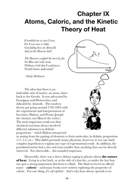 Chapter IX Atoms, Caloric, and the Kinetic Theory of Heat