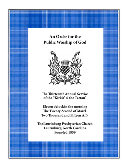 An Order for the Public Worship of God