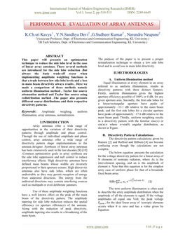 Performance Evaluation of Array Antennas