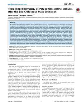 Rebuilding Biodiversity of Patagonian Marine Molluscs After the End-Cretaceous Mass Extinction