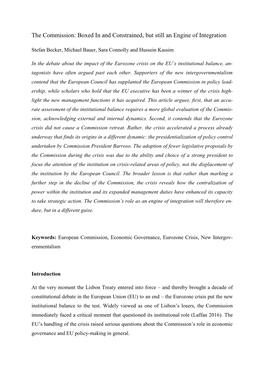 The Commission: Boxed in and Constrained, but Still an Engine of Integration