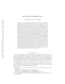 Arxiv:2007.07560V4 [Math.LO] 8 Oct 2020