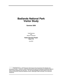 Badlands National Park Visitor Study