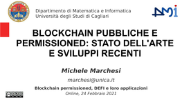 Blockchain Pubbliche E Permissioned: Stato Dell'arte E Sviluppi Recenti