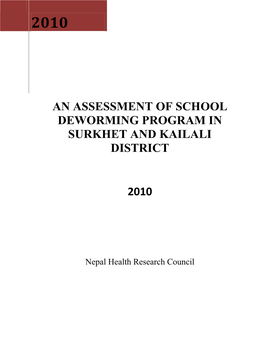 An Assessment of School Deworming Program in Surkhet and Kailali District