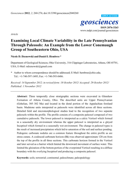 Examining Local Climate Variability in the Late Pennsylvanian Through Paleosols: an Example from the Lower Conemaugh Group of Southeastern Ohio, USA