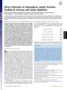 Direct Detection of Atmospheric Atomic Bromine Leading to Mercury and Ozone Depletion