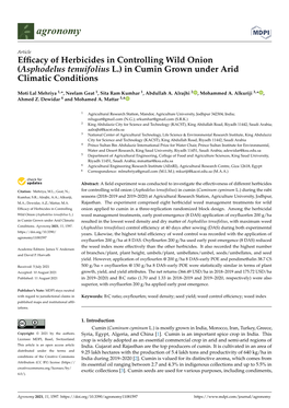 Efficacy of Herbicides in Controlling Wild Onion (Asphodelus Tenuifolius L.) in Cumin Grown Under Arid Climatic Conditions