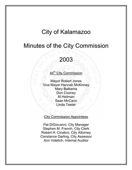 2003 City Commission Minutes