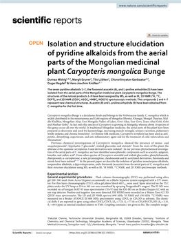 Isolation and Structure Elucidation of Pyridine Alkaloids from the Aerial