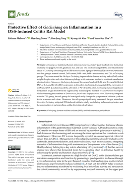 Protective Effect of Gochujang on Inflammation in a DSS-Induced Colitis Rat Model