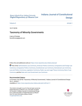 Taxonomy of Minority Governments
