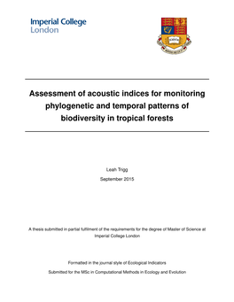 Assessment of Acoustic Indices for Monitoring Phylogenetic and Temporal Patterns of Biodiversity in Tropical Forests