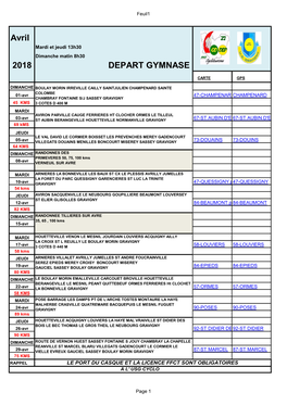 Avril 2018 DEPART GYMNASE