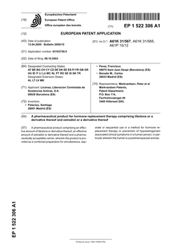 A Pharmaceutical Product for Hormone Replacement Therapy Comprising Tibolone Or a Derivative Thereof and Estradiol Or a Derivative Thereof