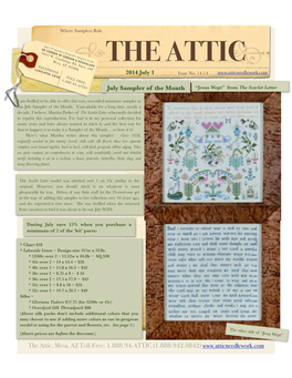 Attic Sampler Newsletter 07012014