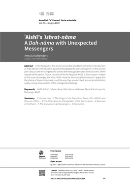 ʿaishī's ʿishrat-Nāma a Dah-Nāma with Unexpected Messengers