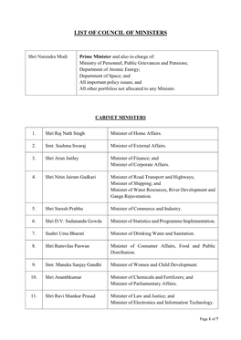 List of Council of Ministers