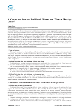 A Comparison Between Traditional Chinese and Western Marriage Culture