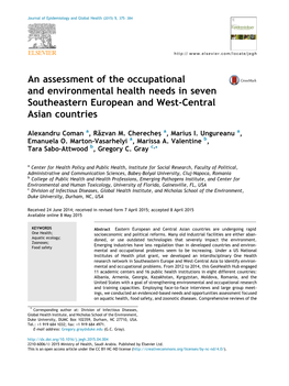 An Assessment of the Occupational and Environmental Health Needs in Seven Southeastern European and West-Central Asian Countries