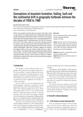 Terræ Conceptions of Mountain Formation, Folding, Fault and the Continental Drift in Geography Textbooks Between the Decades Of