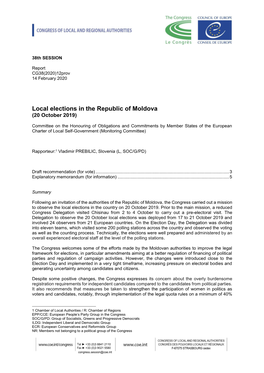 Local Elections in the Republic of Moldova (20 October 2019)