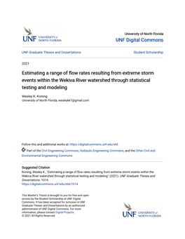 Estimating a Range of Flow Rates Resulting from Extreme Storm Events Within the Wekiva River Watershed Through Statistical Testing and Modeling” Submitted by Wesley K