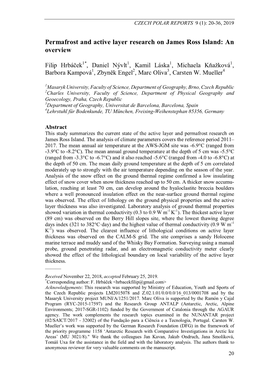 Permafrost and Active Layer Research on James Ross Island: an Overview