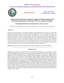 242-248 Research Article Analysis of Seasonal and Temporal Variatio