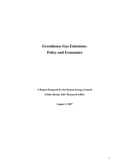 Greenhouse Gas Emissions: Policy and Economics