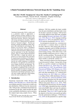 A Batch Normalized Inference Network Keeps the KL Vanishing Away