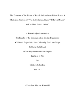 The Evolution of the Theme of Race Relations in the United States: A