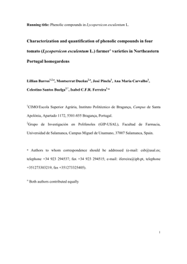 Phenolic Compounds in Lycopersicon Esculentum L