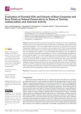 Evaluation of Essential Oils and Extracts of Rose Geranium and Rose Petals As Natural Preservatives in Terms of Toxicity, Antimicrobial, and Antiviral Activity