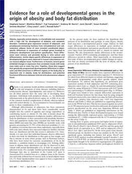 Evidence for a Role of Developmental Genes in the Origin of Obesity and Body Fat Distribution