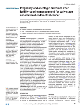 Pregnancy and Oncologic Outcomes After Fertility-Sparing Management for Early Stage Endometrioid Endometrial Cancer