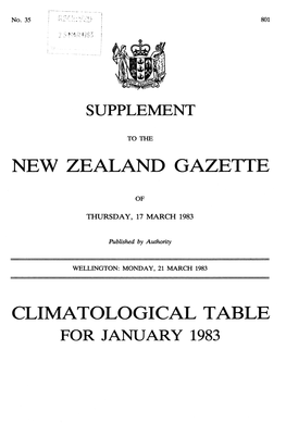 New Zealand Gazette Climatological Table