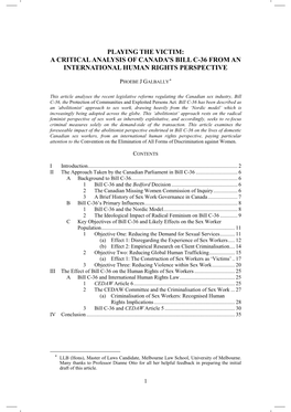 A Critical Analysis of Canada's Bill C-36 from an International Human Rights